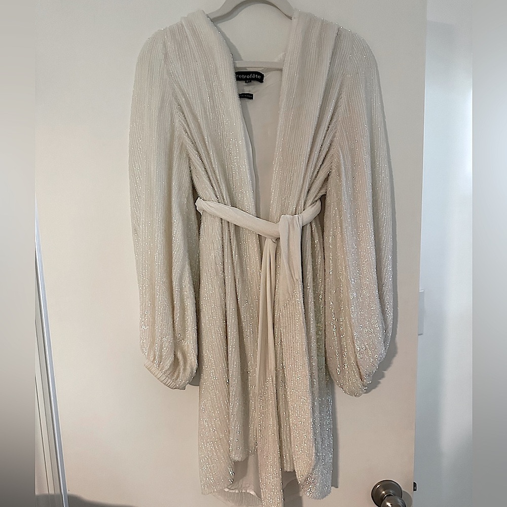 Retrofête Gabrielle Sequin Robe Dress White